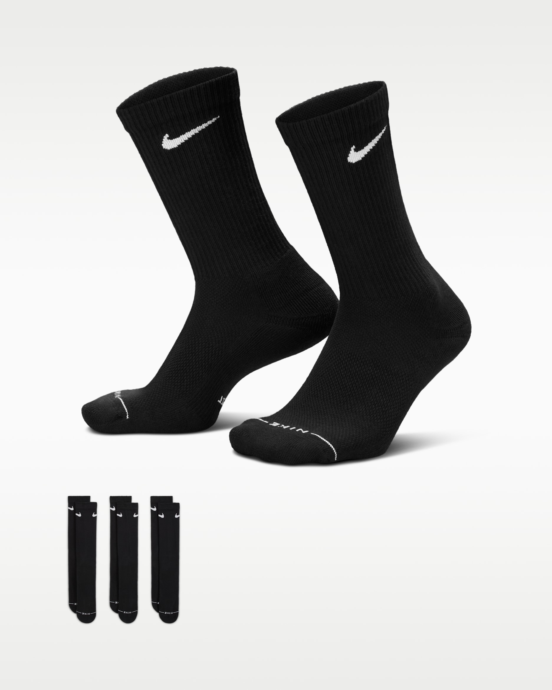 ブラック クルーソックス NIKE公式】Nike エブリデイ エレベーテッド クルーソックス（3足